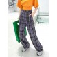 Chic Purple Plaid High Waist Wide Leg Pants Summer