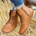 Large Size Women Casual Side  zip Comfy Flat Brown Tooling Boots