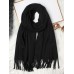 Pure Wool Scarf Shawl w/ Fringed Decoration 200x70cm/79