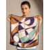 Pure Silk Geometric Pattern Square Scarf - Size 53x53cm
