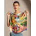 Pure Silk Oil Painting Square Scarf - Size 53x53cm