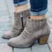 Large Size Women Casual Retro Side  zip Chunky Heel Boots