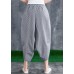 Stitching Cotton Linen Drop Crotch Pants Summer Linen Plaid Loose Large Size